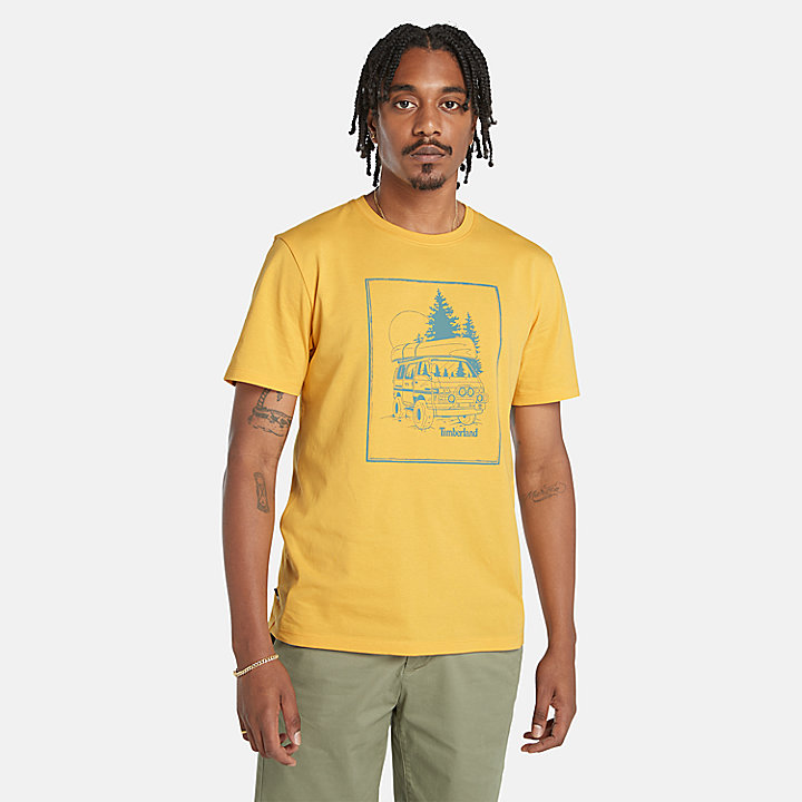 Campervan Graphic T-shirt voor heren in geel