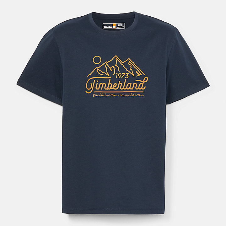 Camiseta Mountain con logotipo para hombre en azul oscuro