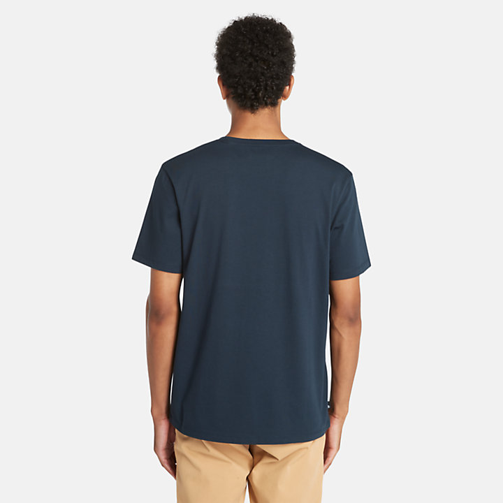 T-shirt à logo montagne pour homme en bleu foncé-