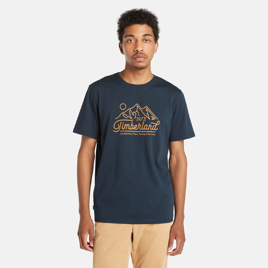 Mountain Logo T-Shirt For Men in Dark Blue | Timberland