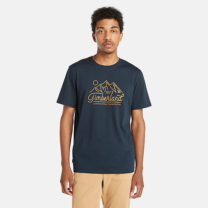 Mountain Logo T-Shirt For Men in Dark Blue