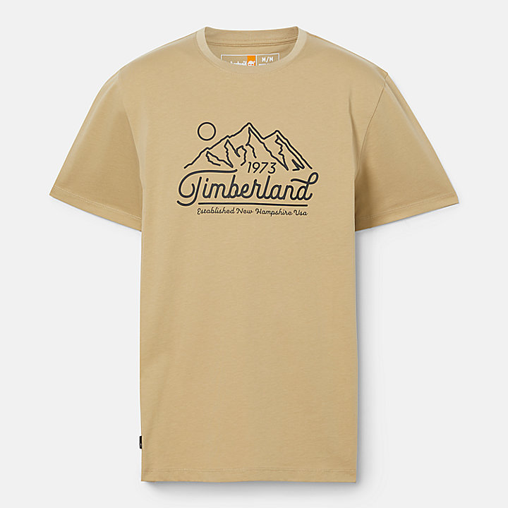 Camiseta Mountain con logotipo para hombre en beis