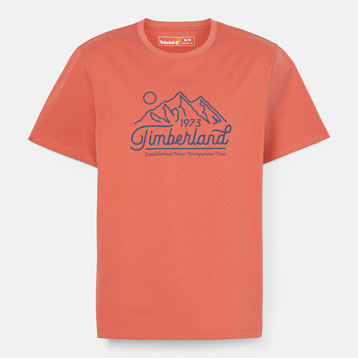T-shirt à logo montagne pour homme en orange-