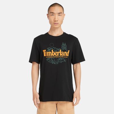 Timberland Nature Logo T-shirt Voor Heren In Zwart Zwart