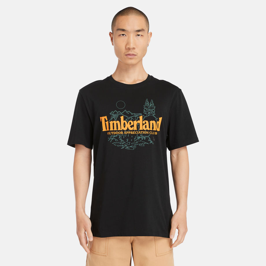 Timberland Nature Logo T-shirt For Men In Black Black