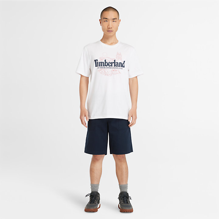 Camiseta Nature con logotipo para hombre en blanco-