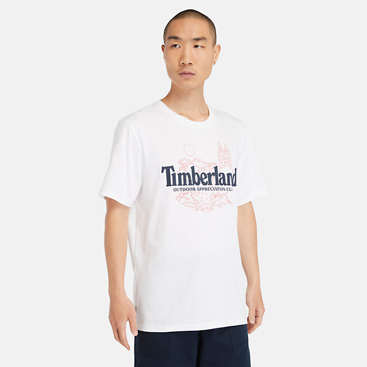 Camiseta Nature con logotipo para hombre en blanco-