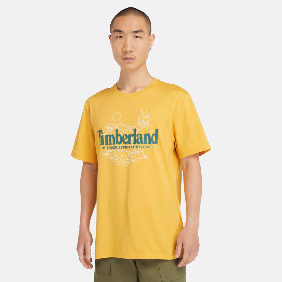 Timberland Nature Logo T-shirt For Men In Yellow Yellow, Size XL
