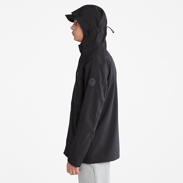 Water-Repellent Hooded Jacket for Men in Black-
