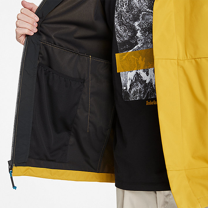 Water-Repellent Hooded Jacket for Men in Yellow