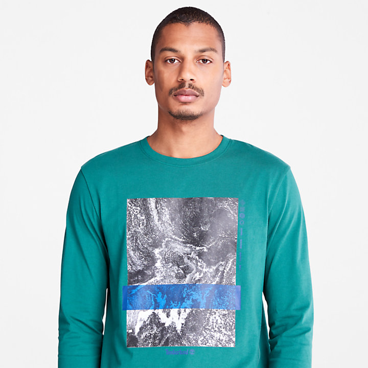 Photographic Print LS T-Shirt for Men in Green-