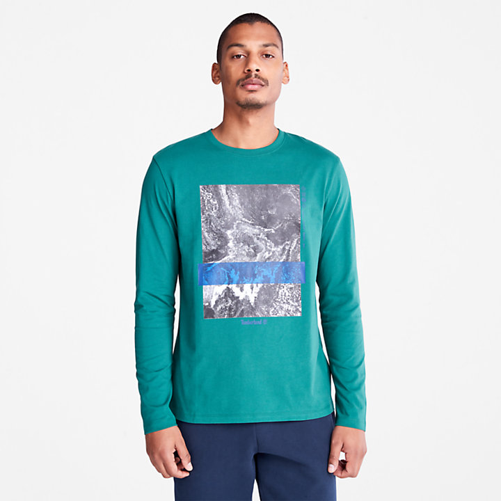 Photographic Print LS T-Shirt for Men in Green-