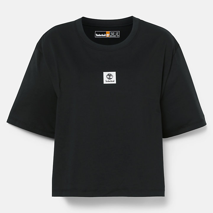 T-shirt met logo voor dames in zwart-
