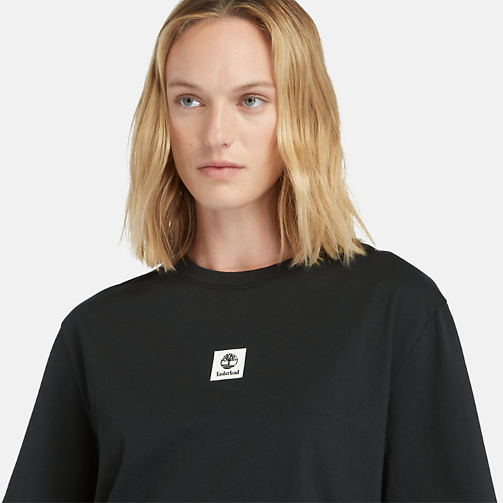 Camiseta con logotipo para mujer en negro-