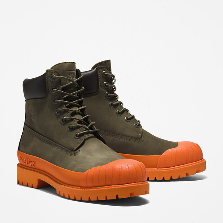 Bee Line x Timberland® 6 Inch Rubber Toe Boot for Men in Dark Green/Orange-