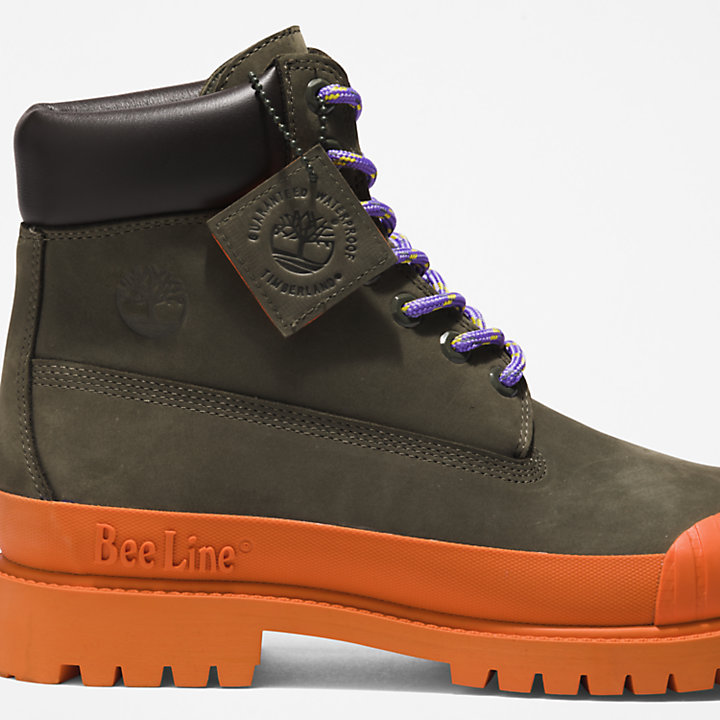 Bee Line x Timberland® 6 Inch Rubber Toe Boot for Men in Dark Green/Orange-