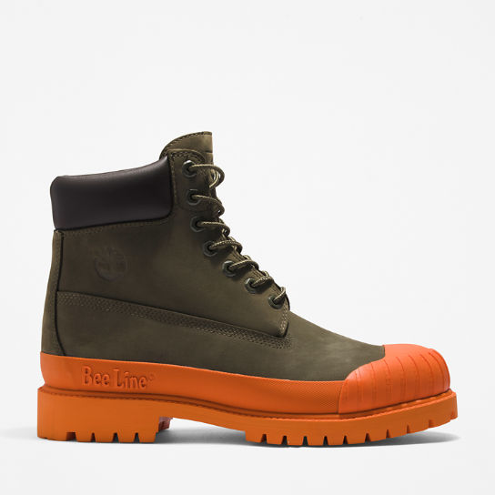 Bee Line x Timberland® 6 Inch Rubber Toe Boot for Men in Dark Green/Orange | Timberland