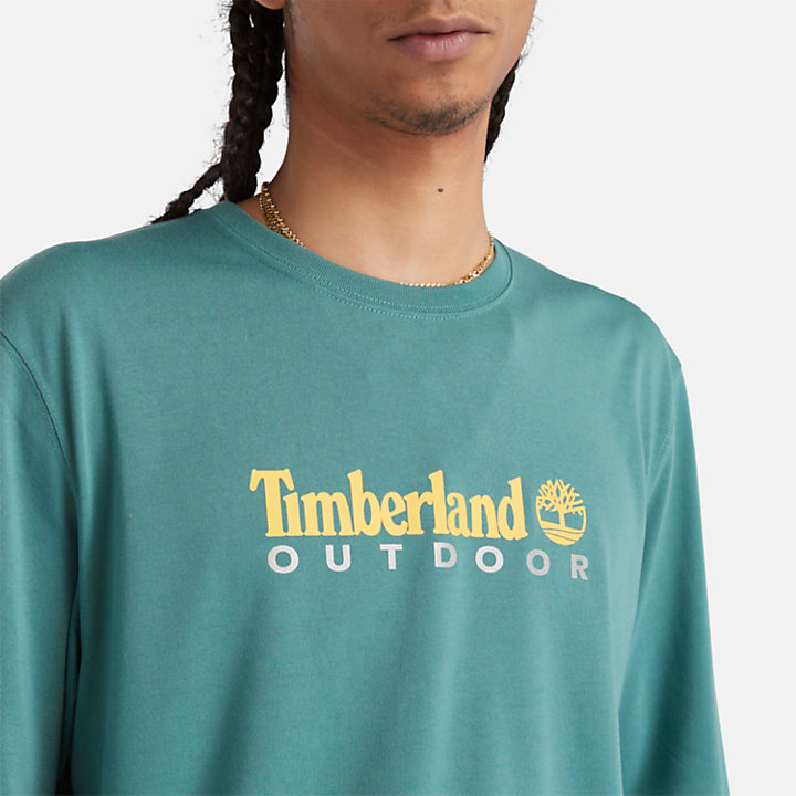 T-shirt com Estampado Anti-UV para Homem em pinho-marinho-