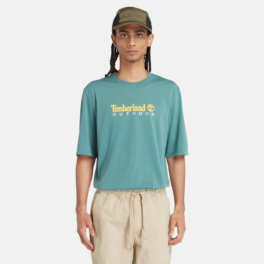 Timberland T-shirt Anti-uv Con Stampa Da Uomo In Verde Scuro Blu