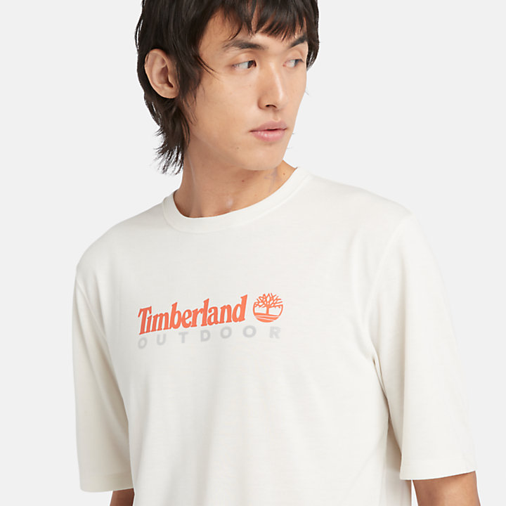 UV-werend T-shirt met print voor heren in wit-