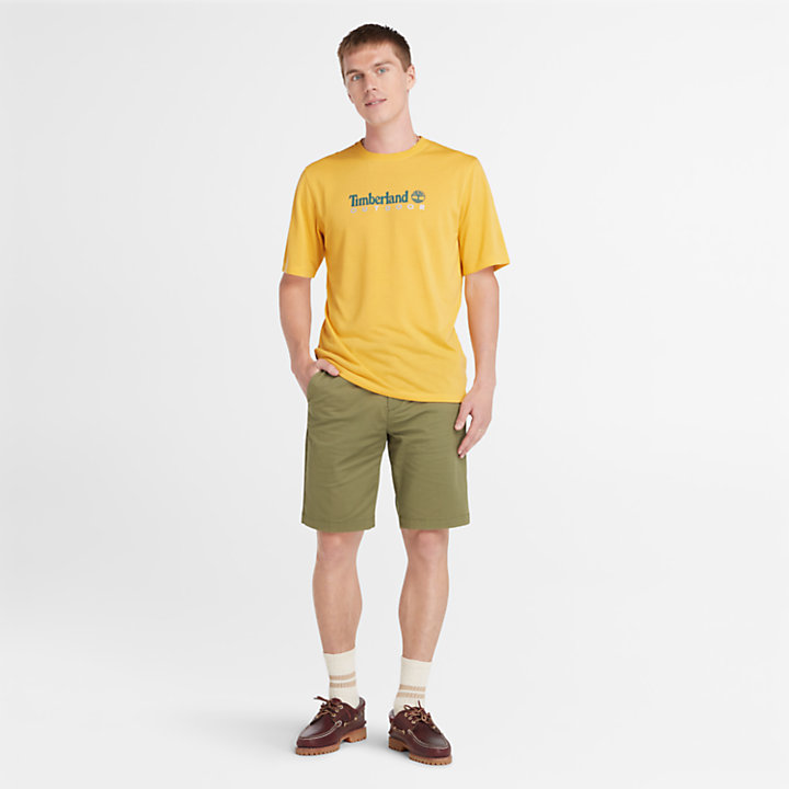 UV-werend T-shirt met print voor heren in geel-