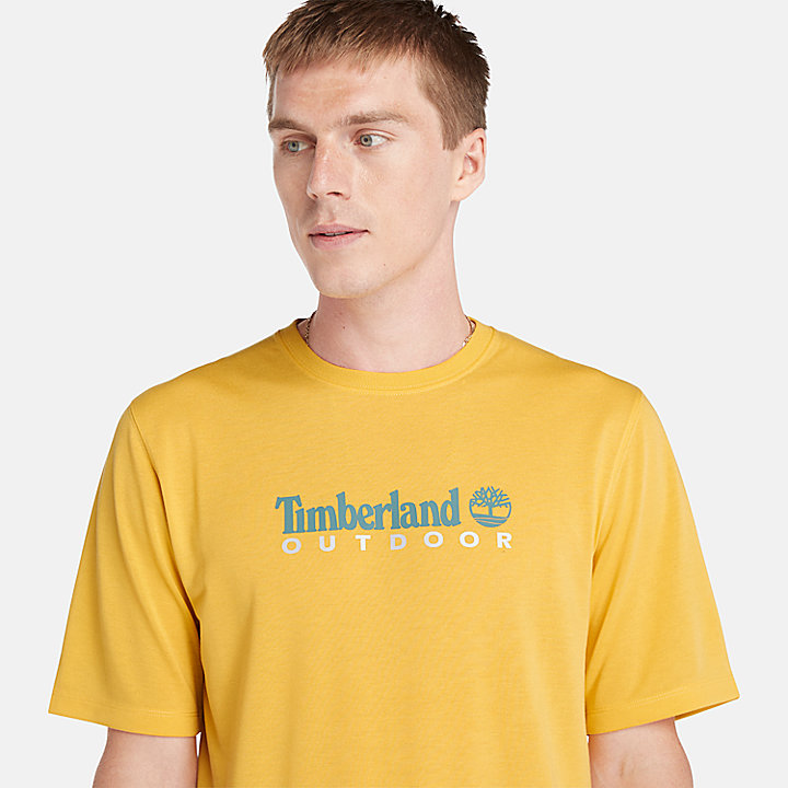 UV-werend T-shirt met print voor heren in geel