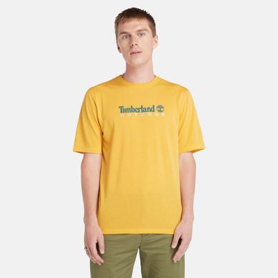 UV-werend T-shirt met print voor heren in geel | Timberland
