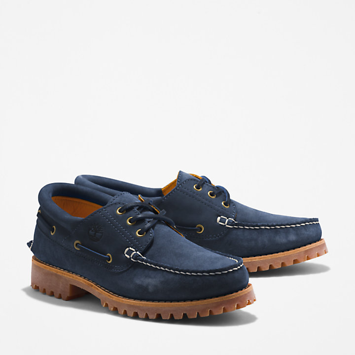 Sapato de Vela Cosido à Mão com 3 Ilhós Timberland® para Homem em azul-marinho-