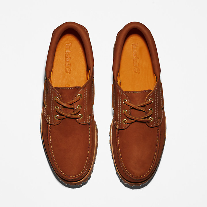 Timberland® 3-Eye Lug handgenaaide bootschoen voor heren in bruin-