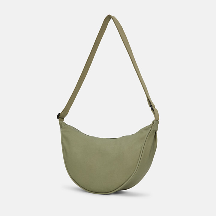 Canvas and Leather Crossbody for Women in Green-