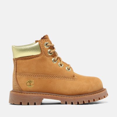 Timberland Premium 6 Inch Boot For Toddler In Yellow With Gold Light Brown Kids
