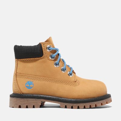 Timberland Premium 6 Inch Boot For Toddler In Yellow With Black Light Brown Kids, Size 4.5