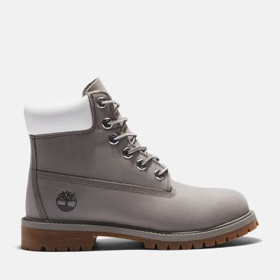 Timberland Premium 6 Inch Boot For Junior In Grey Grey Kids, Size 3.5