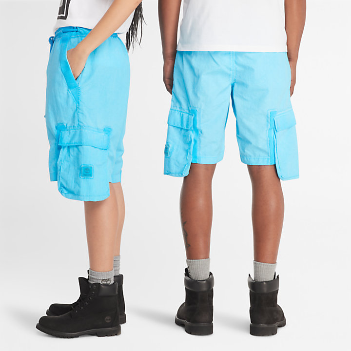 Pantalones cortos teñidos en prenda unisex en azul-
