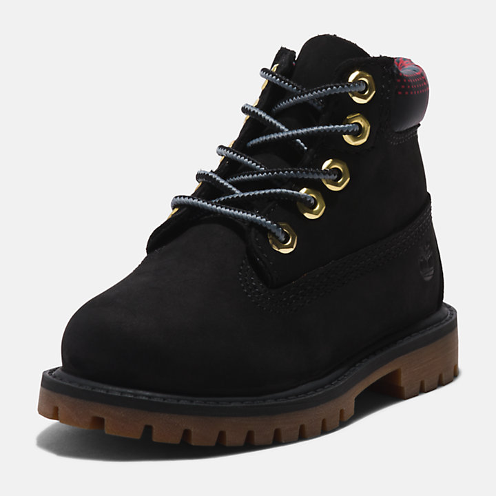 6-inch Boot Timberland® Premium pour tout-petit en noir et rose-