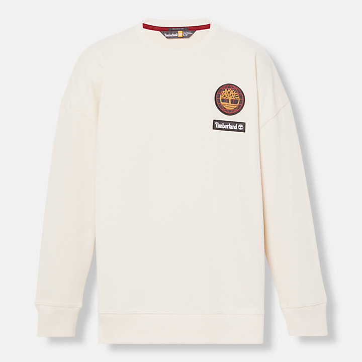 All Gender Lunar New Year Badge Crewneck Sweatshirt in White-