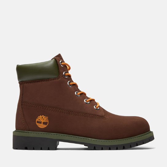 Timberland® Premium 6 Inch Boot for Junior in Brown/Orange | Timberland