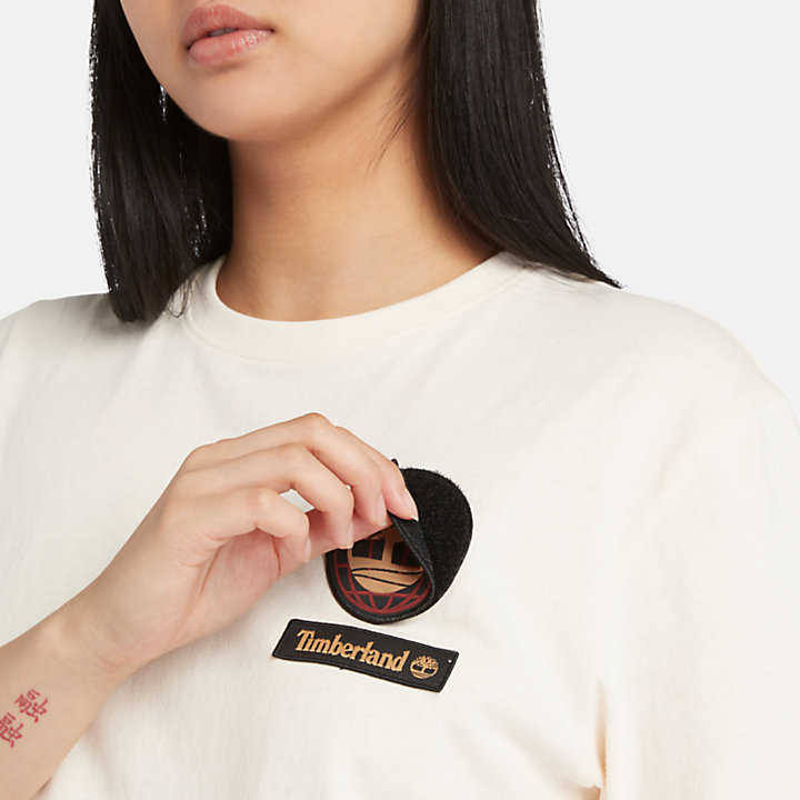 Lunar New Year T-shirt met badge in wit-