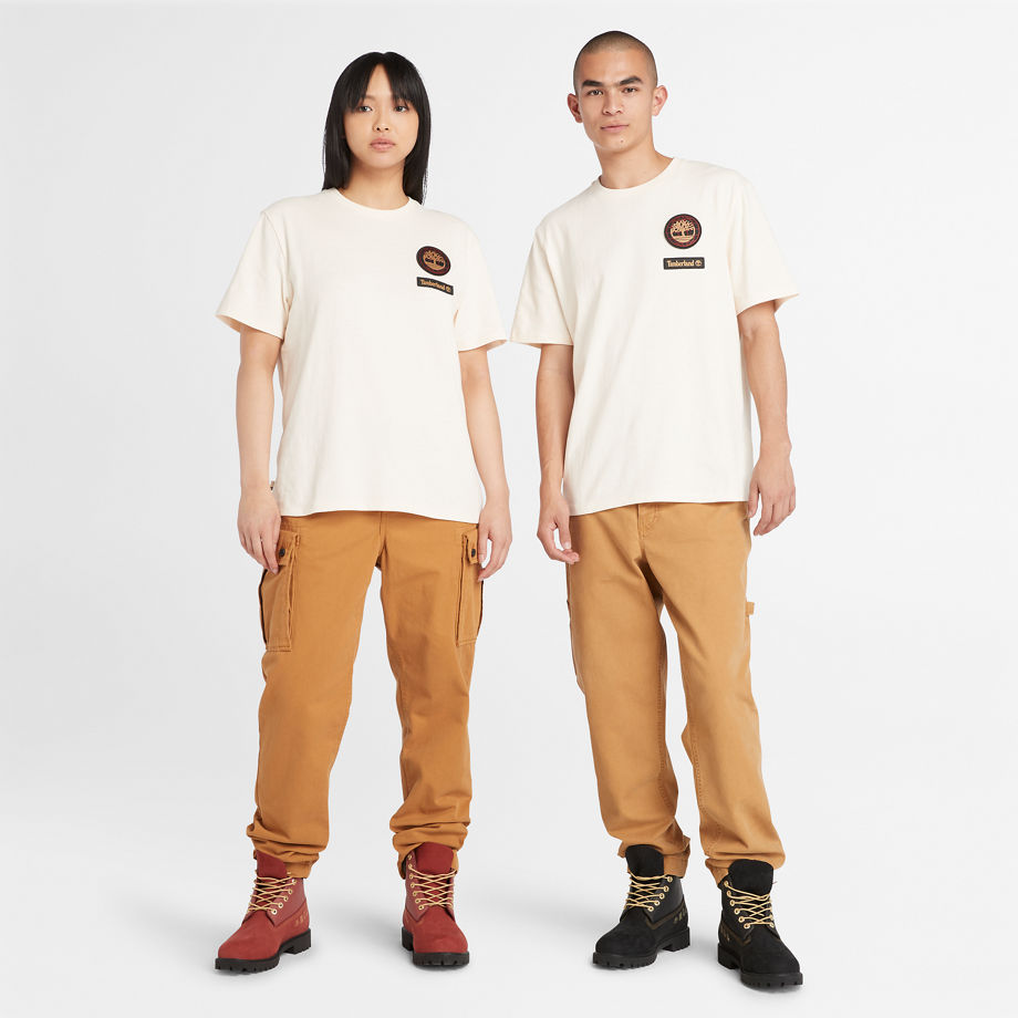 Timberland Lunar New Year T-shirt Met Badge In Wit Wit Unisex