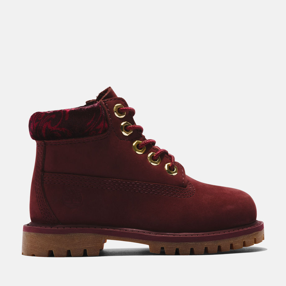 Timberland Premium 6 Inch Boot For Toddler In Burgundy Burgundy Kids, Size 6.5