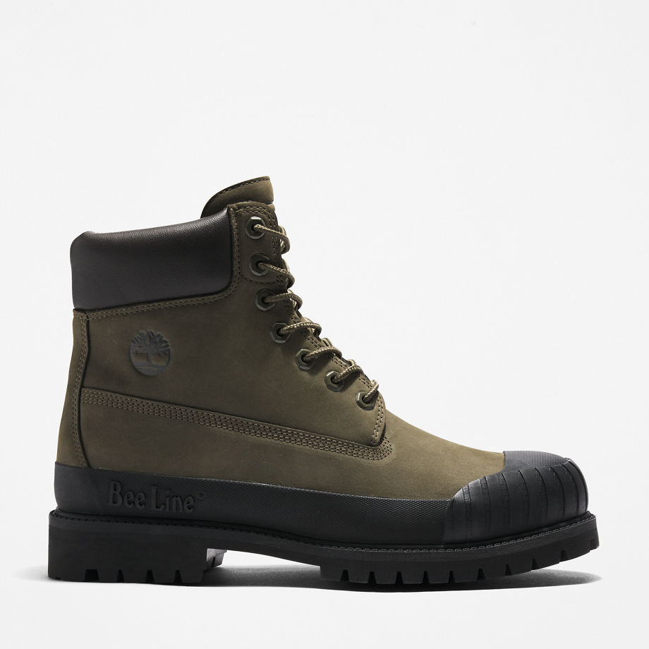 Bee Line X Timberland 6 Inch Rubber Toe Boot For Men In Dark Green/black Dark Green, Size 9