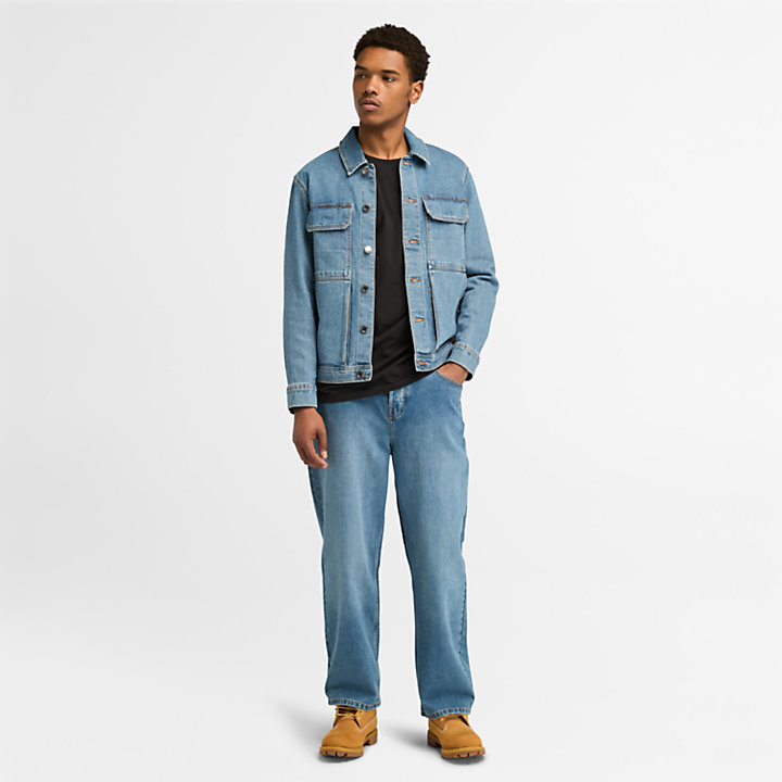Veste camionneur en jean avec technologie Refibra™ pour homme en bleu foncé-