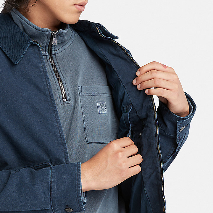 Washed Canvas Jacket for Men in Navy