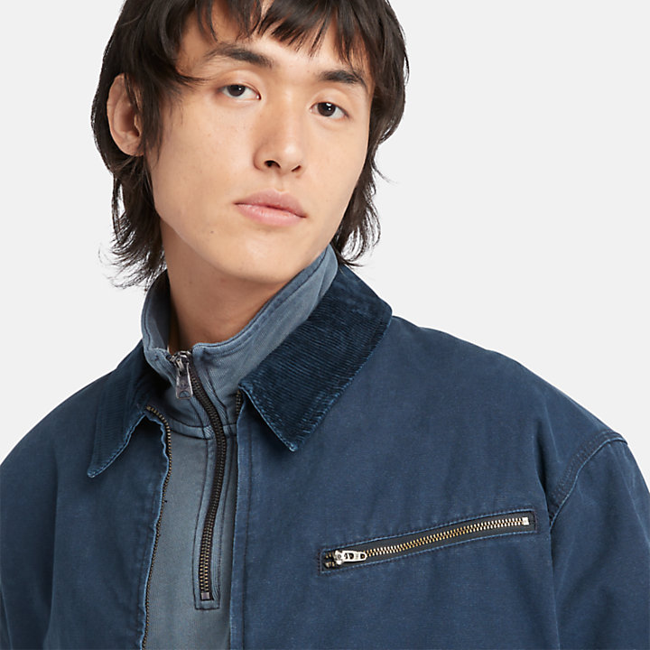 Washed Canvas Jacket for Men in Navy-