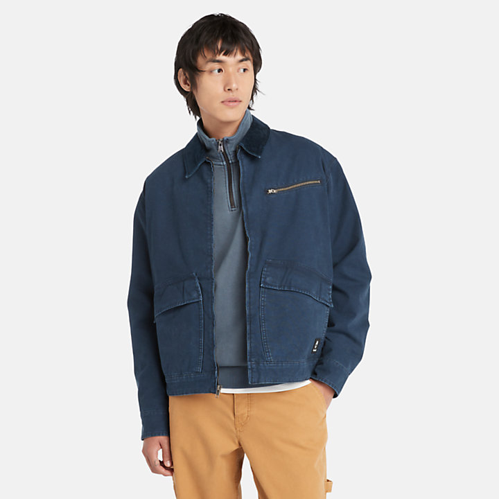 Washed Canvas Jacket for Men in Navy-