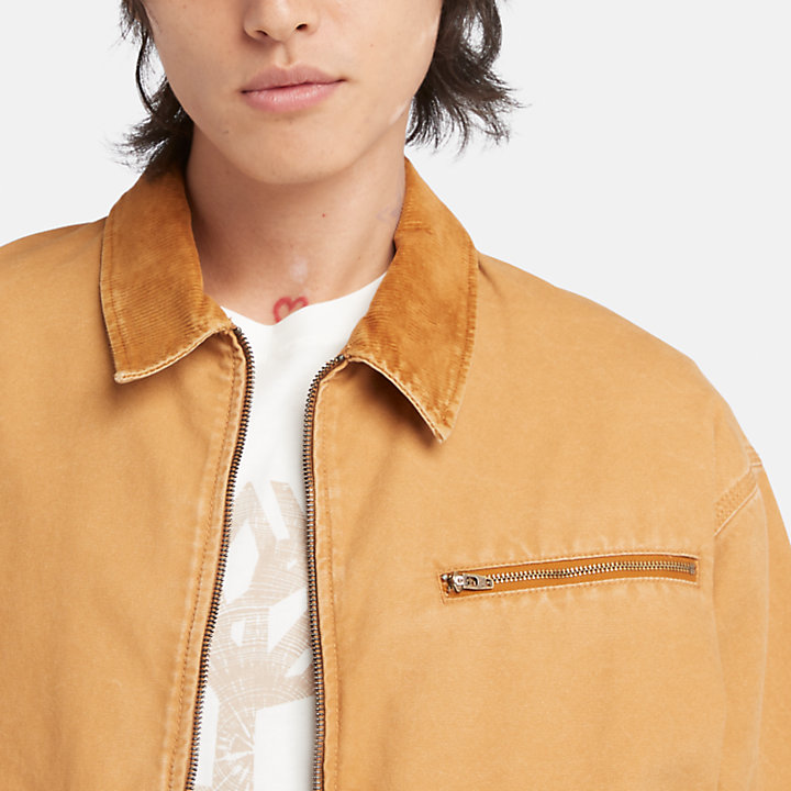 Washed Canvas Jacket for Men in Dark Yellow-