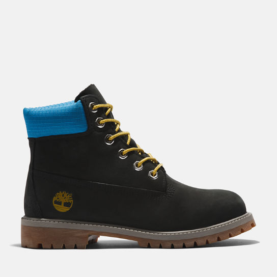 Timberland® Premium 6 Inch Boot for Junior in Black/Blue | Timberland