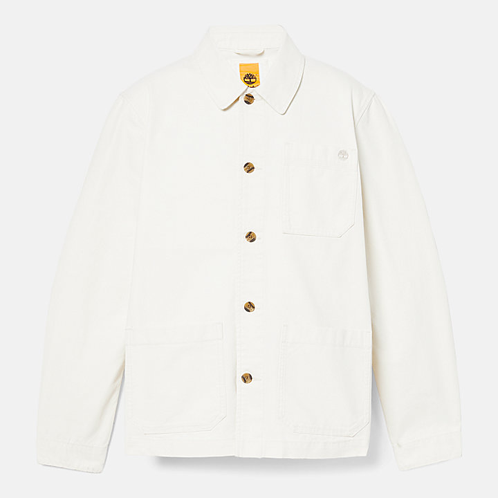 Washed Canvas Chore Jacket for Men in White