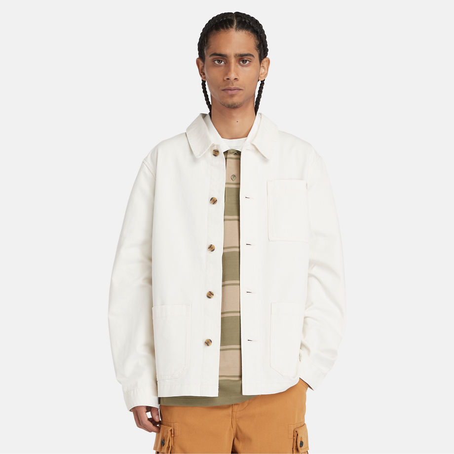 Timberland Washed Canvas Chore Jacket For Men In White White