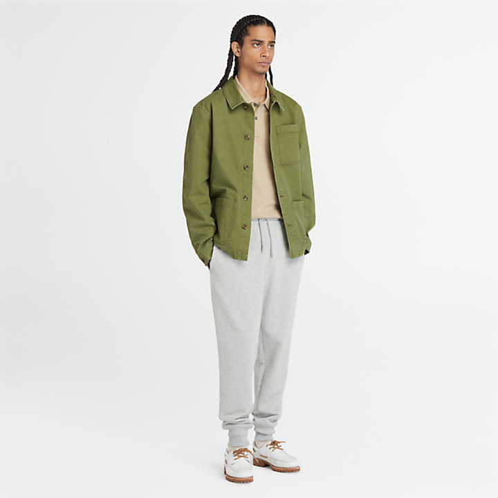 Washed Canvas Chore Jacket for Men in Green-